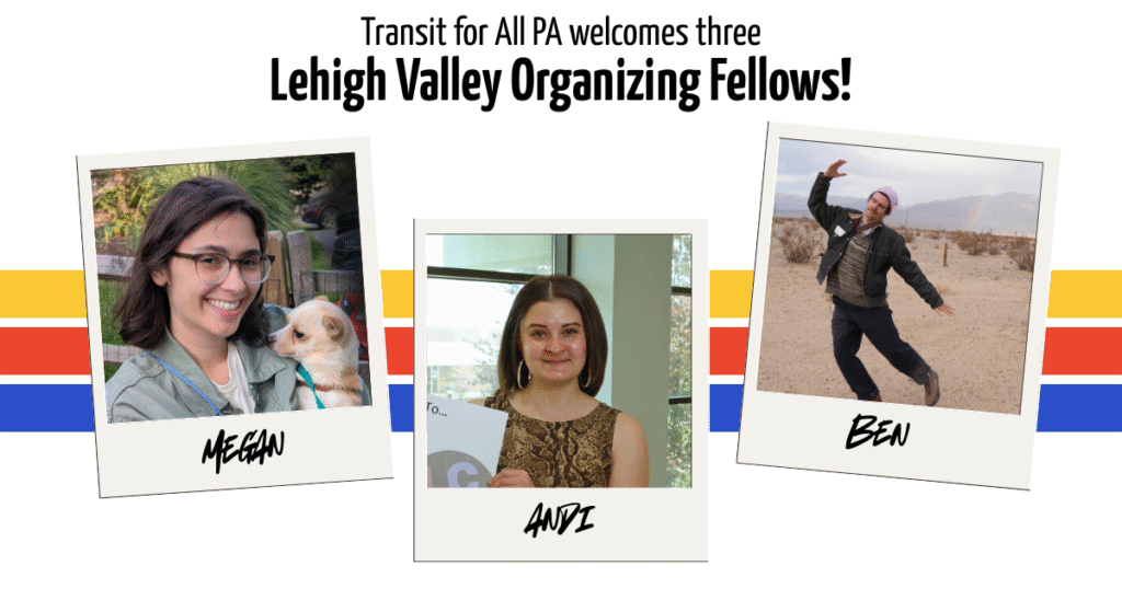 Polaroid-style headshots of 3 Organizing Fellows