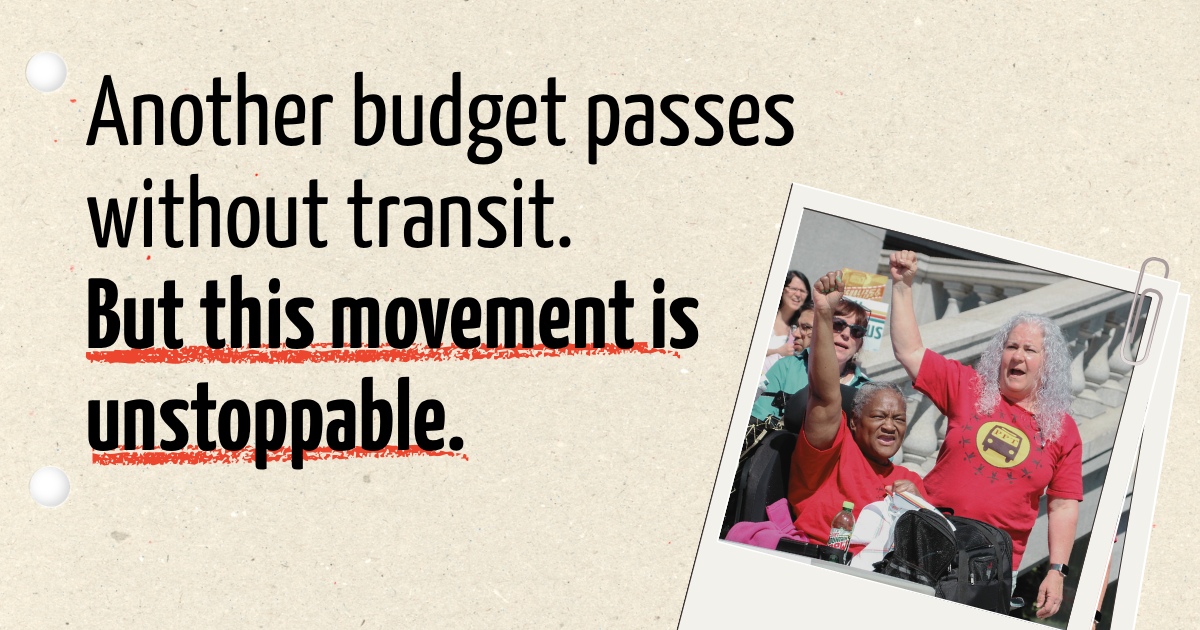 The future of public transit funding must include new state revenue: budget action alert